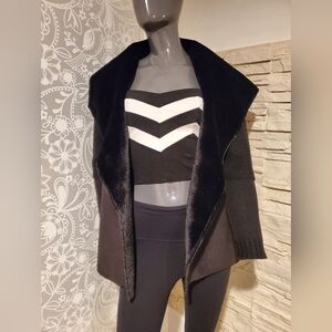 Fever Women's Cascade Collar Sherpa & Knit Jacket